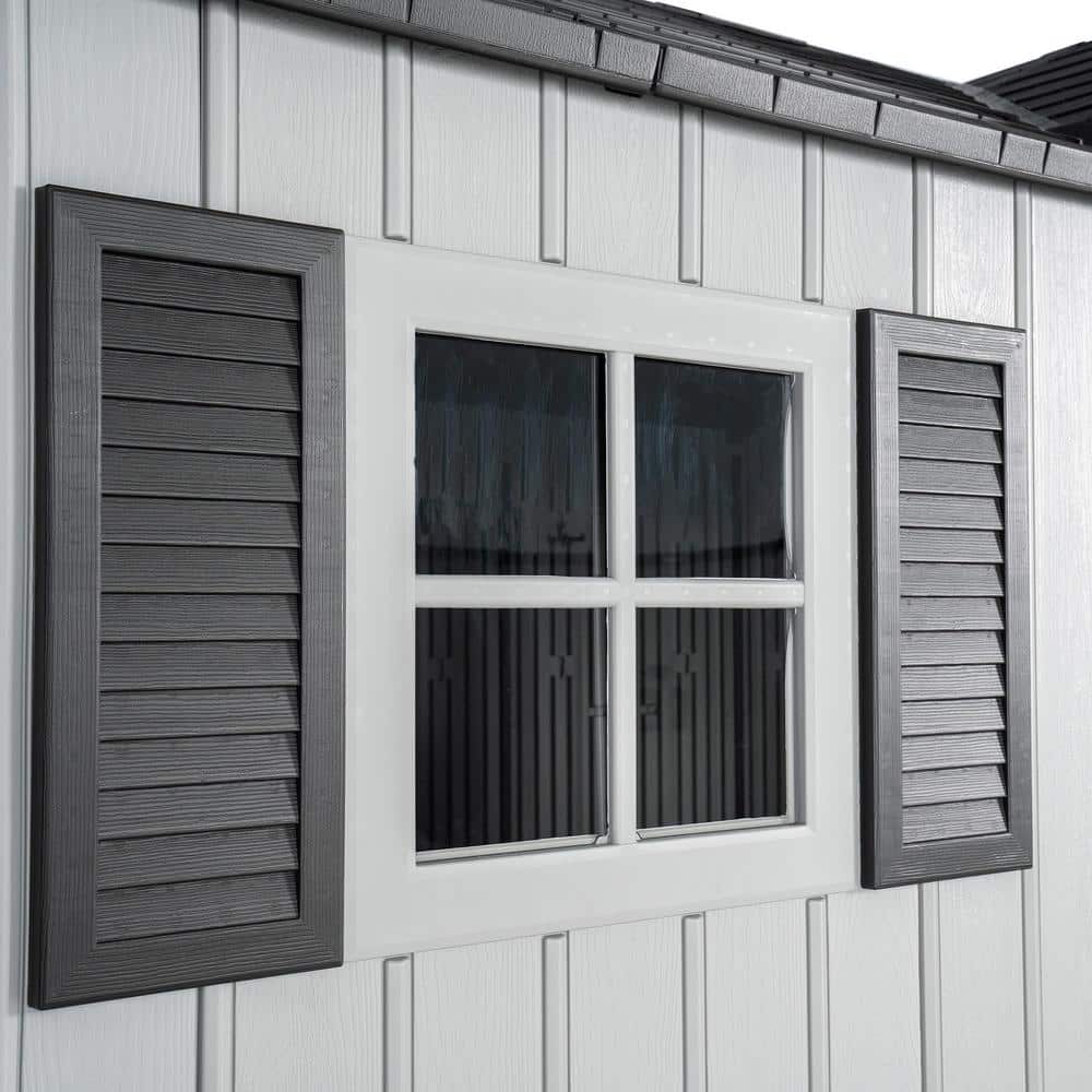 Lifetime 15' x 8' Gray Polyethylene Storage Shed with Windows