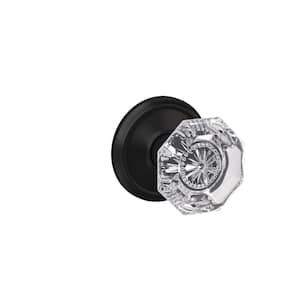 Custom Alexandria Matte Black Dummy Glass Door Knob with Alden Trim (2-Pack)