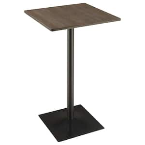 Cavalier 23.5 in. Square Dark Elm and Matte Black Wood Top Bar Table