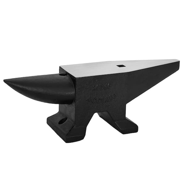 Black 110 lbs. Cast Steel Single Horn Anvil with Large Countertop, Square Hole for Horticultural Treatment, Forging