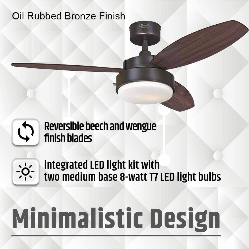 42" Oil Rubbed Bronze Ceiling Fan with Light Brown Blades