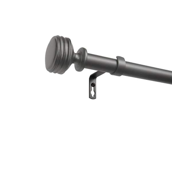 EXCLUSIVE HOME Duke 66 in. - 120 in. Adjustable Length Single Curtain Rod 1 in. Dia Kit in Gunmetal with Finial