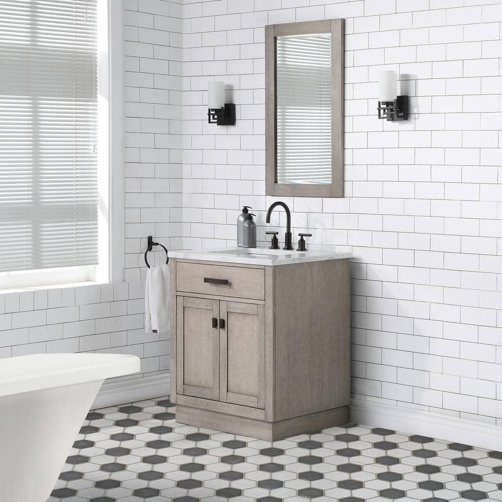 Chestnut 30'' Grey Oak Single Sink Bathroom Vanity with Bronze Hardware