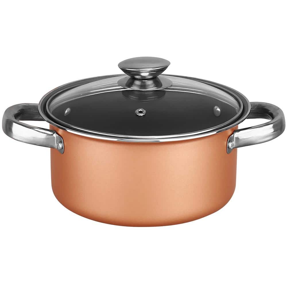 9-Piece Non-Stick Copper Aluminum Cookware Set with Glass Lids