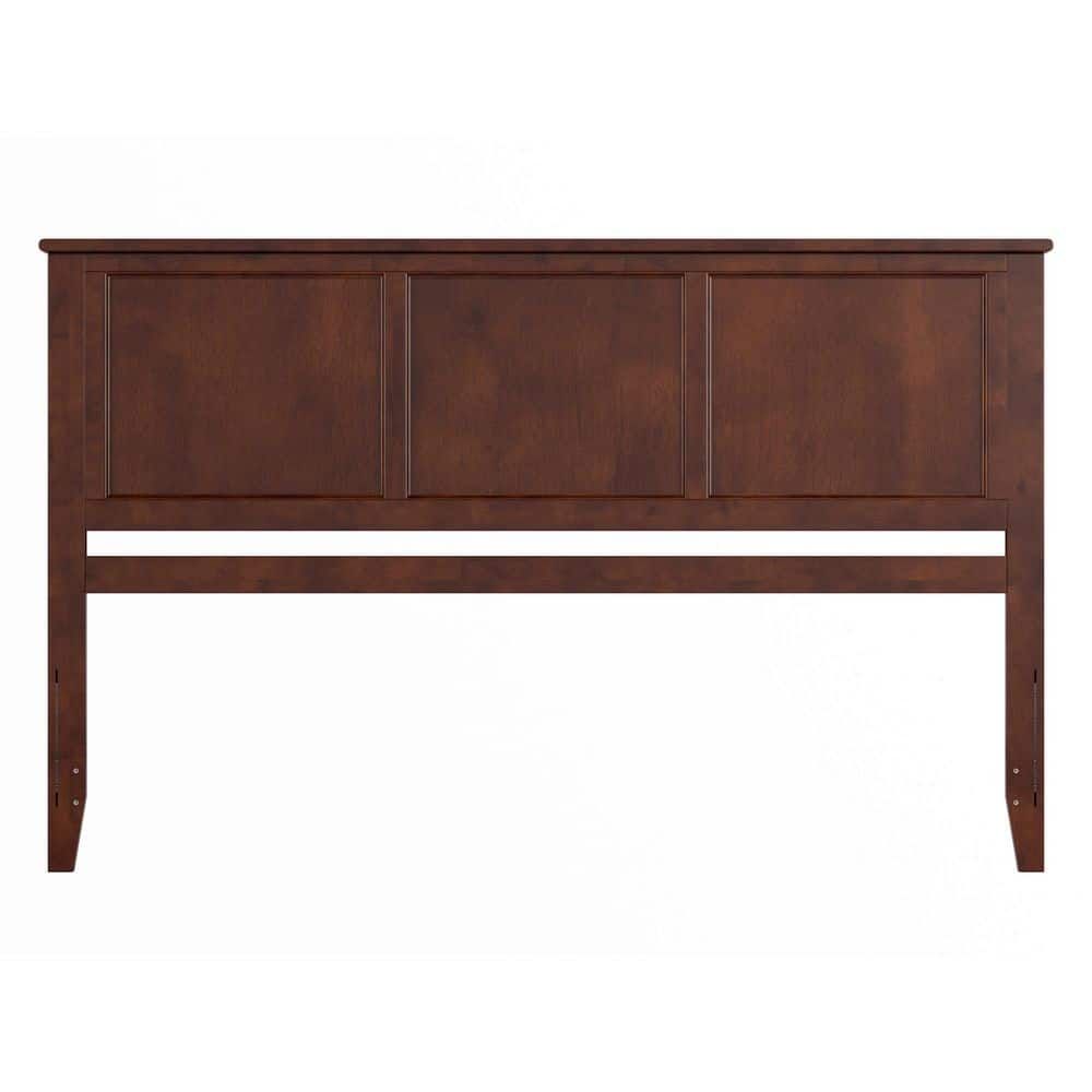 King Walnut Wood and Metal Panel Headboard