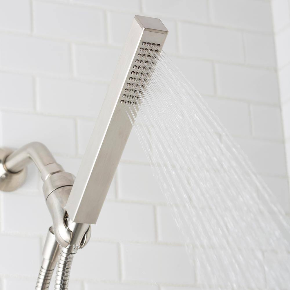 Brushed Nickel Square Handheld Shower Wand with Adjustable Height