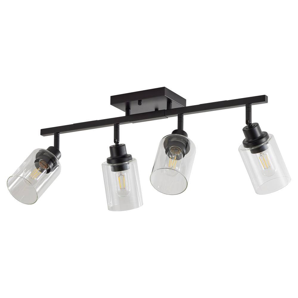 2.3 ft. 4-Light Black Track Lighting Kit with Clear Glass Shades and Rotatable Spotlights price history on PriceWatchPro