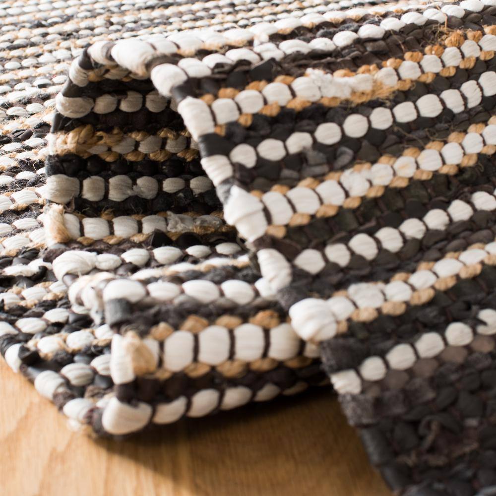 Handmade Dark Brown and Multi Cowhide Runner Rug