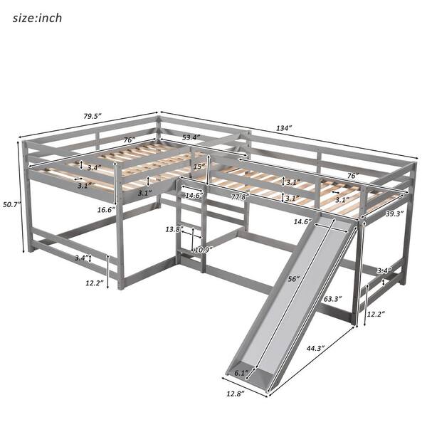 L Shaped Twin Bunk Bed, L Shaped Bunk Bed Dimensions