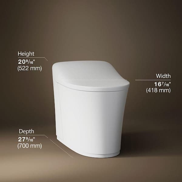 Eir Comfort Height Intelligent 1-Piece 0.8 GPF Dual Flush Elongated Toilet in White with built in bidet, Seat Included