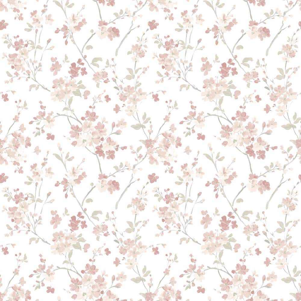 Glinda Rose Floral Trail Vinyl-Coated Wallpaper