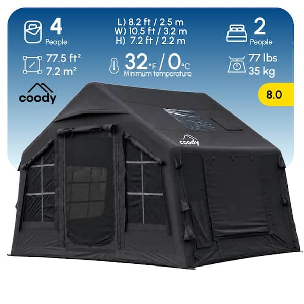 coody 8.0 Inflatable Tents for Camping Black-Inflatable 4 Season