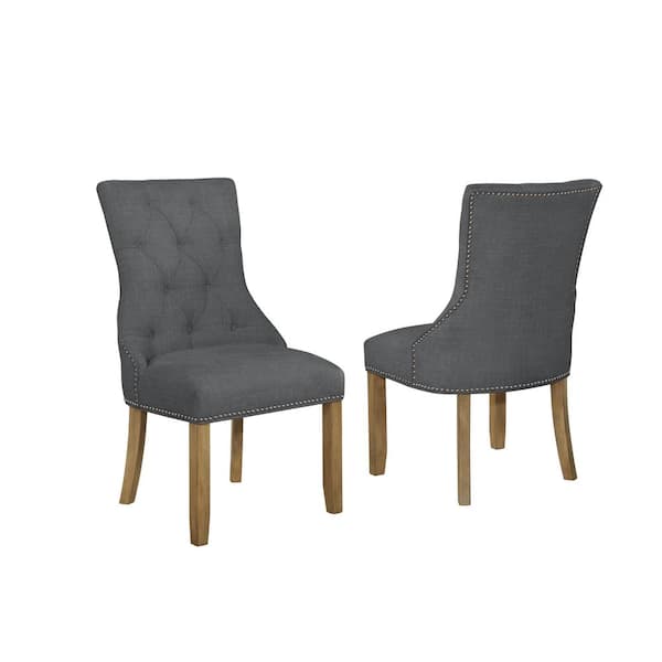 Best Quality Furniture Jess Gray Upholstery Side Chair Set of 2 Chairs 22"