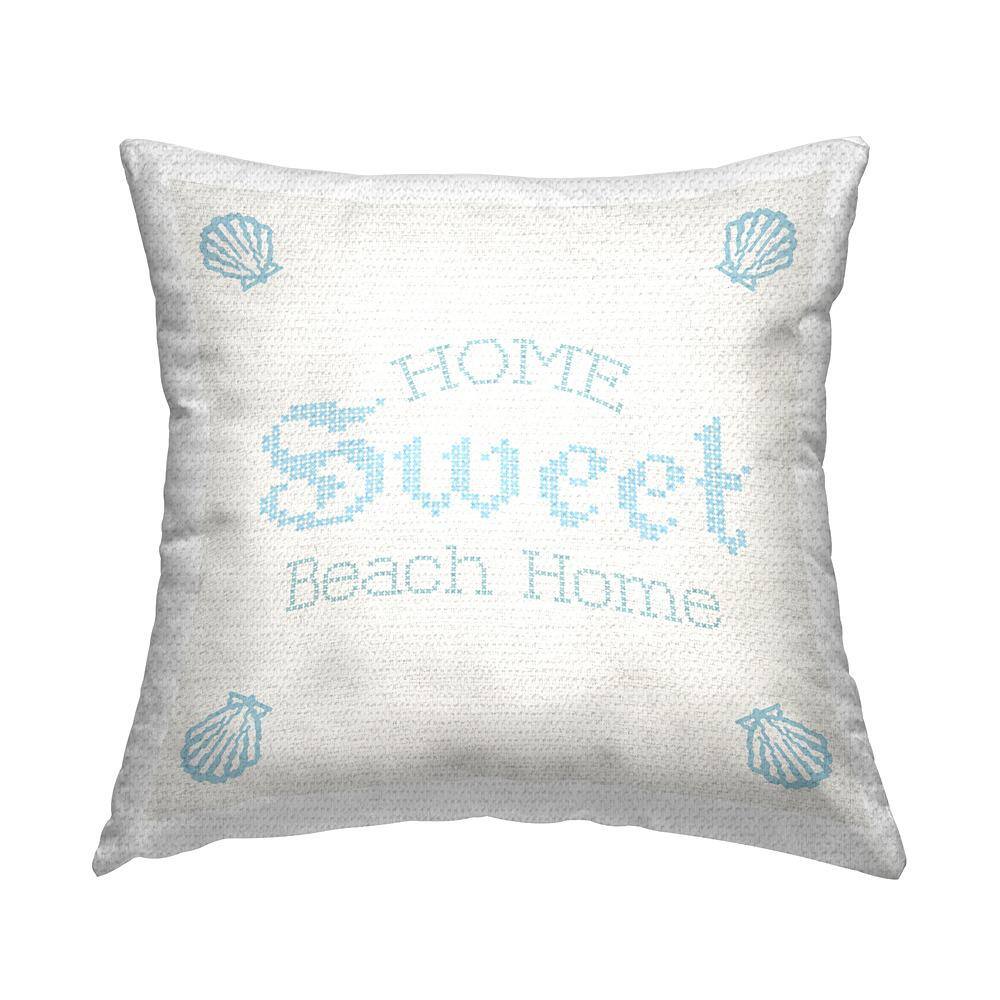 Sweet Beach Home Delicate Blue Seashell Phrase Blue Square Outdoor Throw Pillow price history on PriceWatchPro