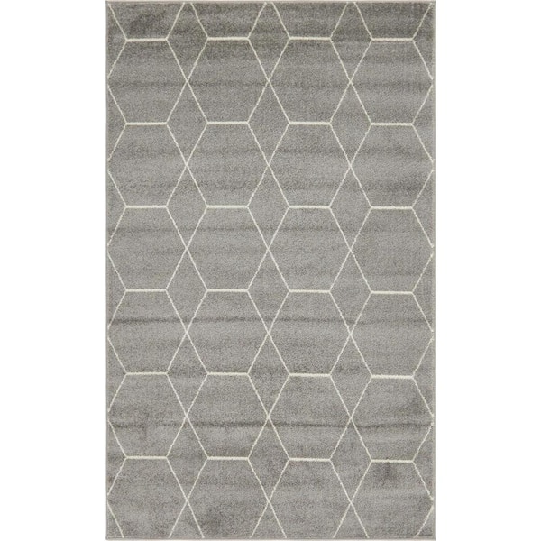 StyleWell Trellis Frieze Light Gray/Ivory Gray 5 ft. x 8 ft. Geometric Area Rug