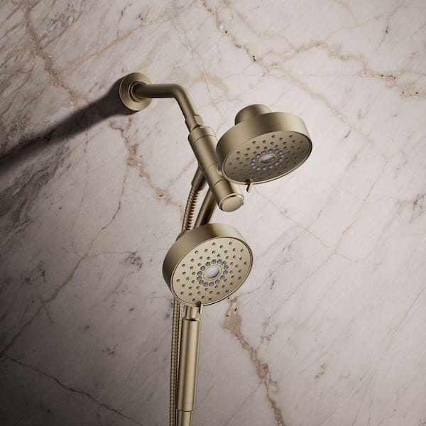 Purist 3-Spray Patterns 6 in. Dual Wall Mount Shower Heads with 2.5 GPM in Vibrant Brushed Bronze