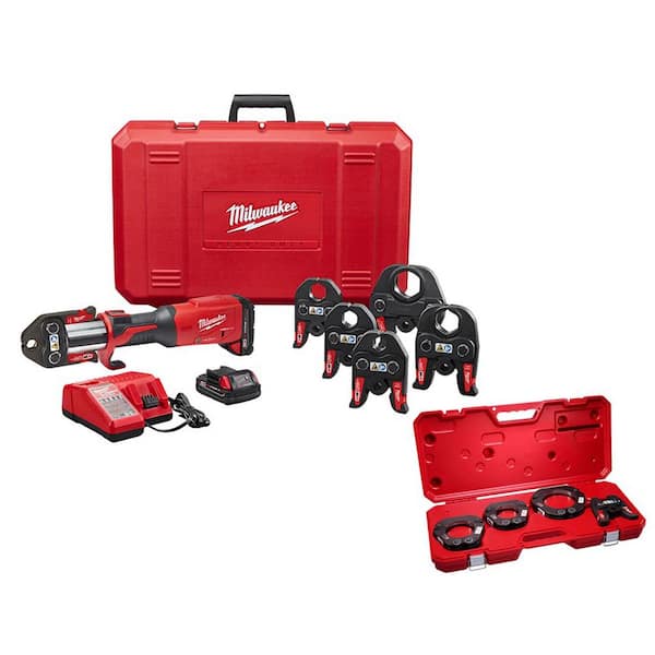 Milwaukee M18 18-Volt Lithium-Ion Brushless Cordless 1/2 in. - 2 in. Press Tool Kit With 2-1/2 in. - 4 in. Press Ring Kit Set