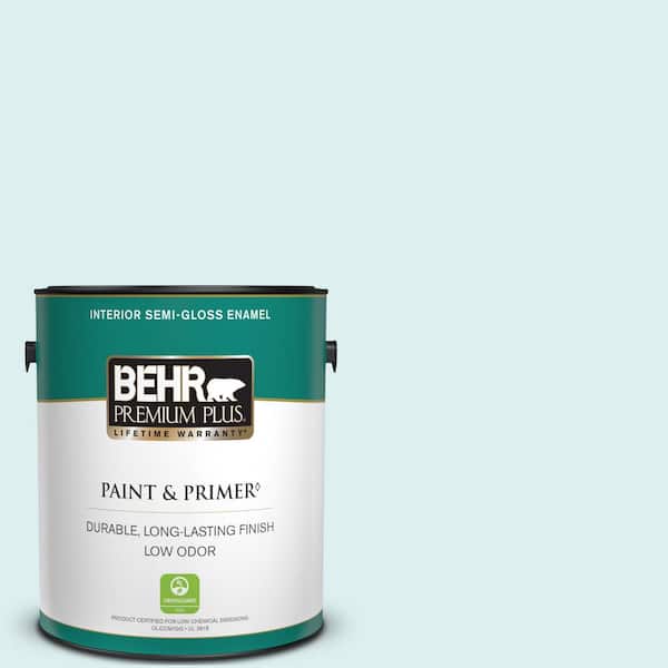 BEHR PREMIUM PLUS 1 gal. #510A-1 Soar Semi-Gloss Enamel Low Odor Interior Paint & Primer