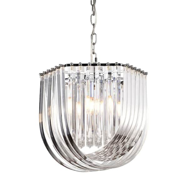 Alexan 5-Light Polished Nickel Chandelier with Curved Glass