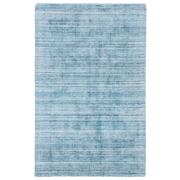 Mirage 3 ft. x 5 ft. Teal/Blue Distressed Striped Solid Color Area Rug