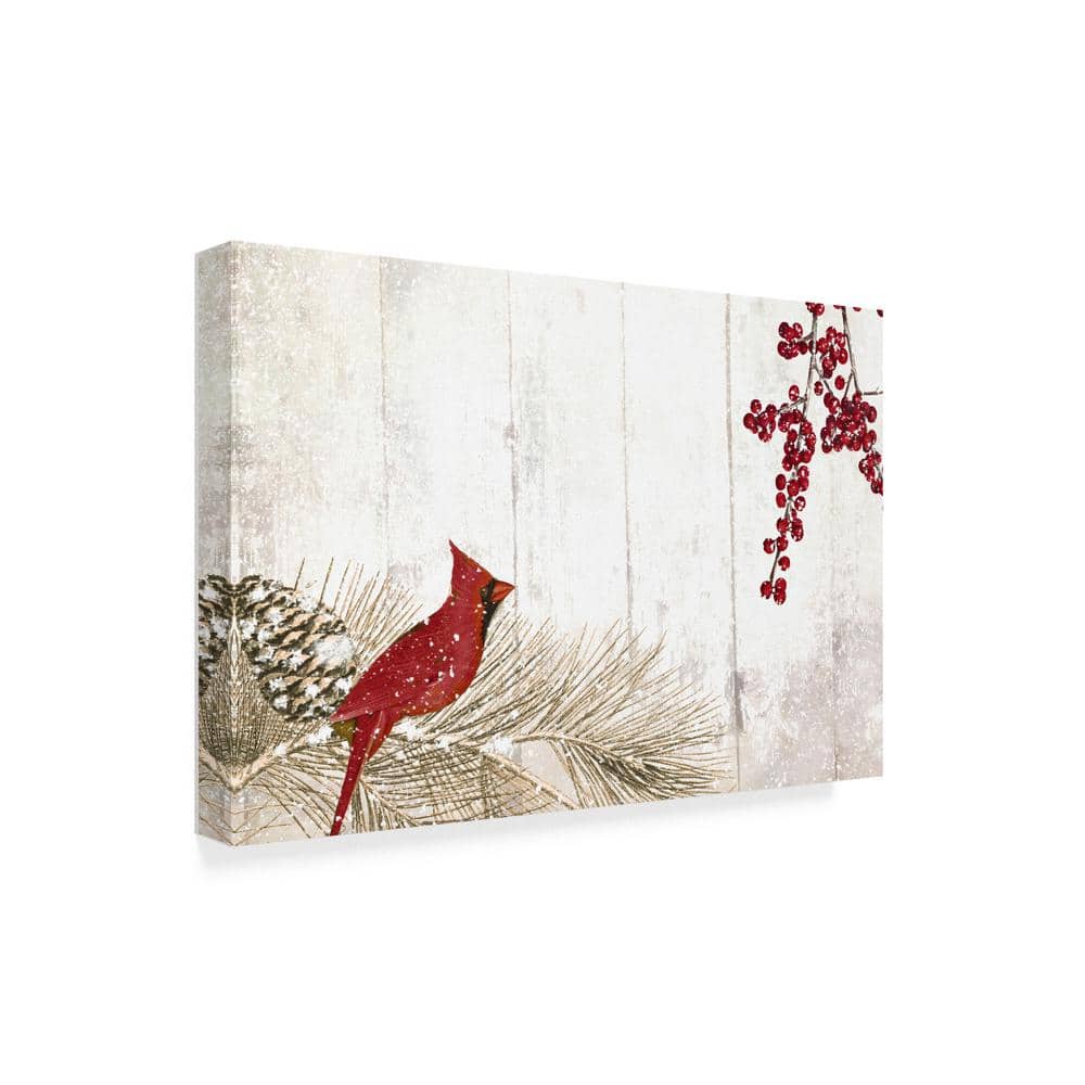 Cardinal Christmas V Red and White Canvas Wall Art