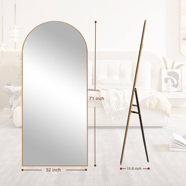 Sxiawe 32 in. W x 71 in. H Classic Arched Wood Full Length Mirror