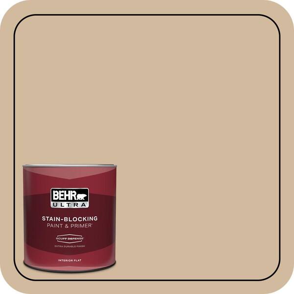 BEHR ULTRA 1 qt. #S280-3 Practical Tan Extra Durable Flat Interior Paint & Primer