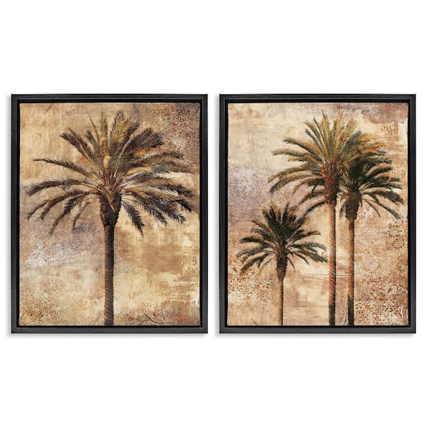 Arching Palm Leaves by John Seba 2-Pieces Black Floater Frame Nature Graphic Art Print 21 in. x 17 in.