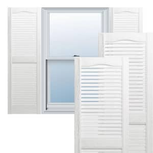 Builders Edge 12 in. x 80 in. Louvered Vinyl Exterior Shutters Pair in ...