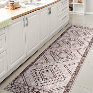 Marokko Diamond Tribal Beige/Brown 2 ft. x 10 ft. Medallion Indoor/Outdoor Runner Rug