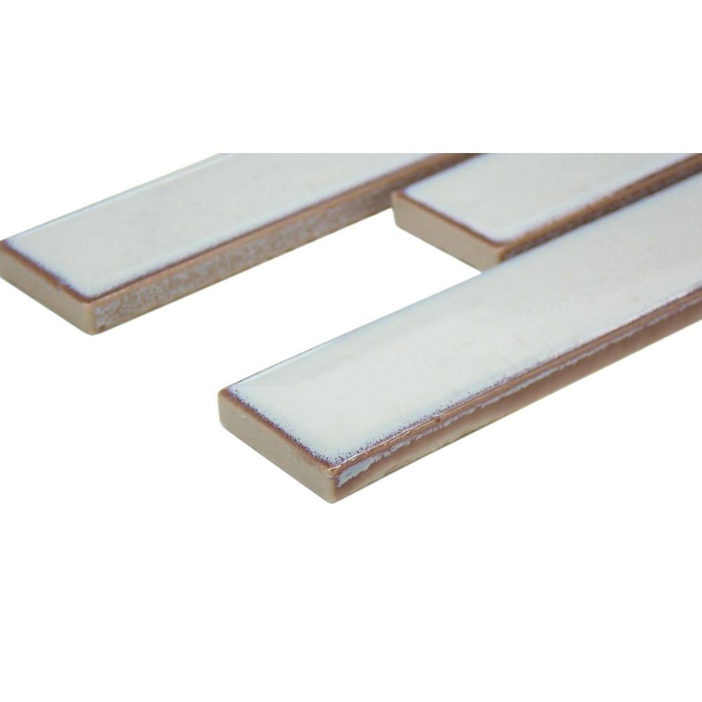 Glossy White Porcelain Herringbone Mosaic Tile