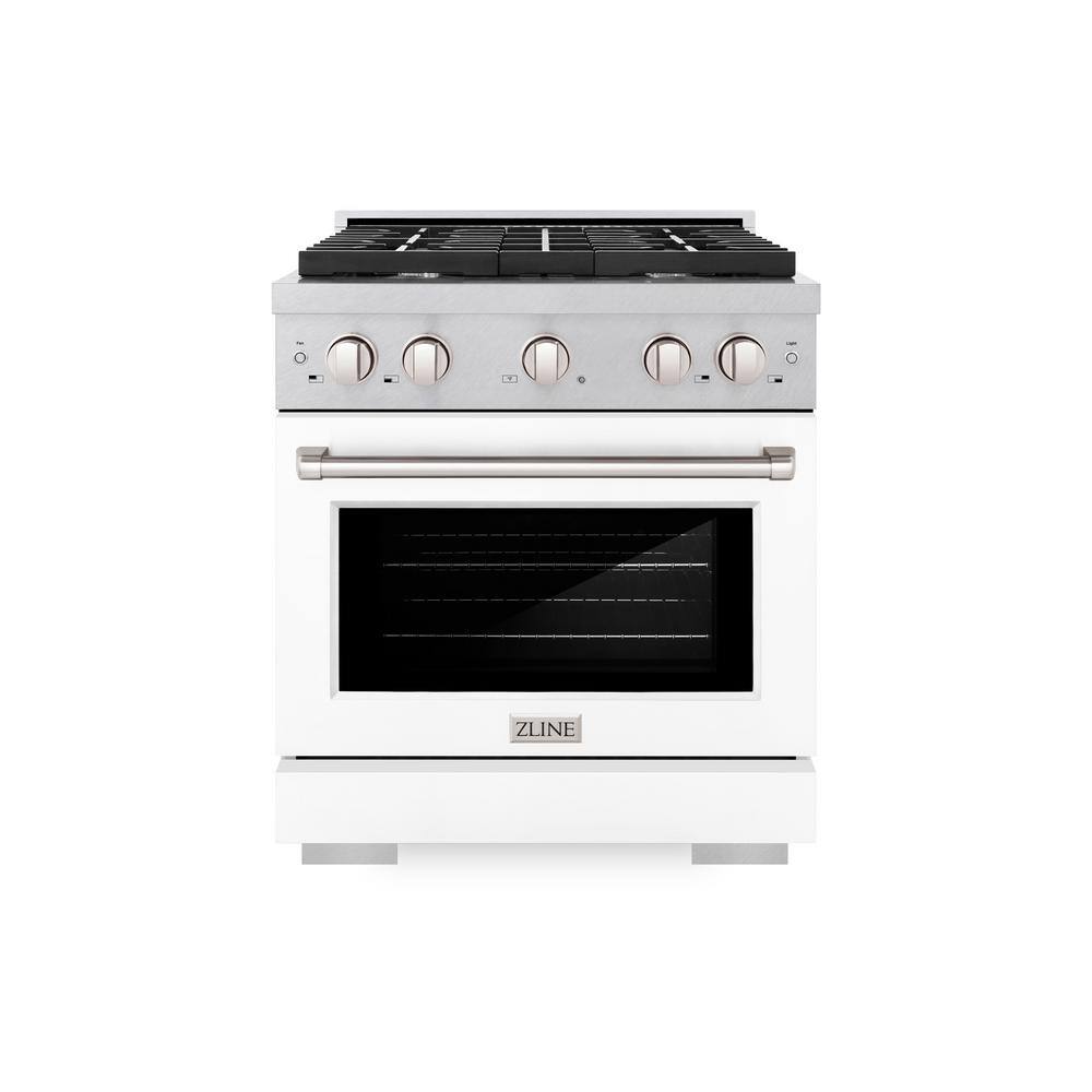 30 in. Paramount Gas Range with 4 Burner Cooktop and Convection Gas Oven in Satin Stainless Steel with White Matte Door price history on PriceWatchPro