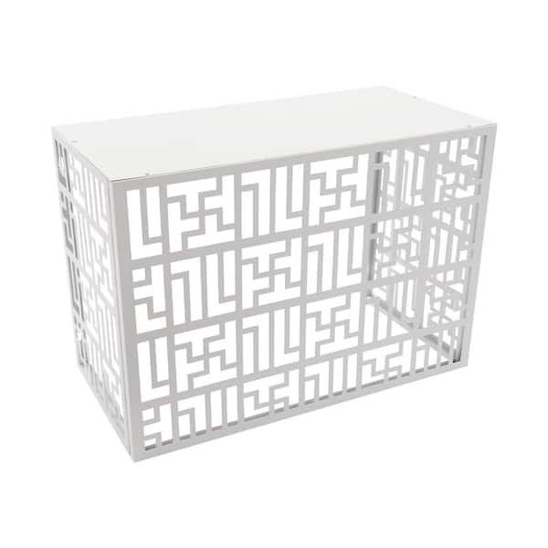 White 39 in. x 19 in. x 27 in. Aluminium Alloy Garden Fence Outdoor Metal Privacy Fence Cover Air Conditioner Cover