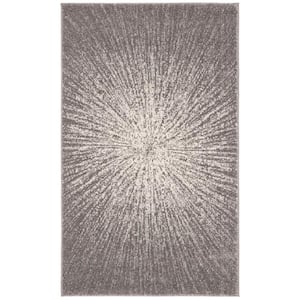 Evoke Dark Gray/Ivory Doormat 2 ft. x 4 ft. Geometric Area Rug