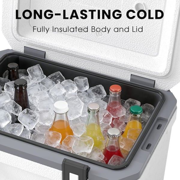 TMWINGS 38 qt. Rolling Chest Cooler with Handle in White BWX-1