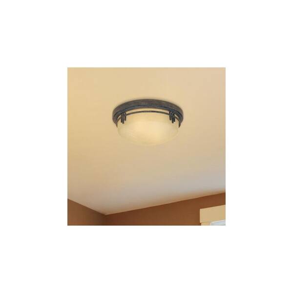 Designers Fountain - Mission Ridge 13 in. Mission Warm mahogany Medium-Base (E26) Bulb Flush Mount for Kitchens
