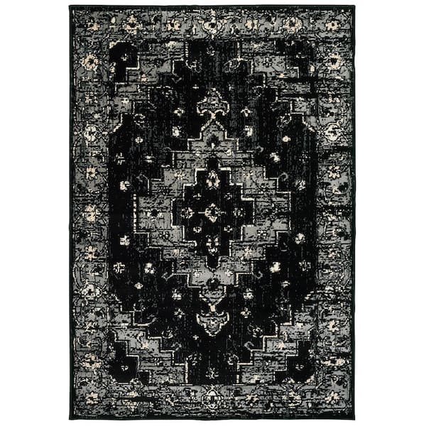 Selsa Oriental Black/Gray 5 ft. x 7 ft. Indoor Area Rug