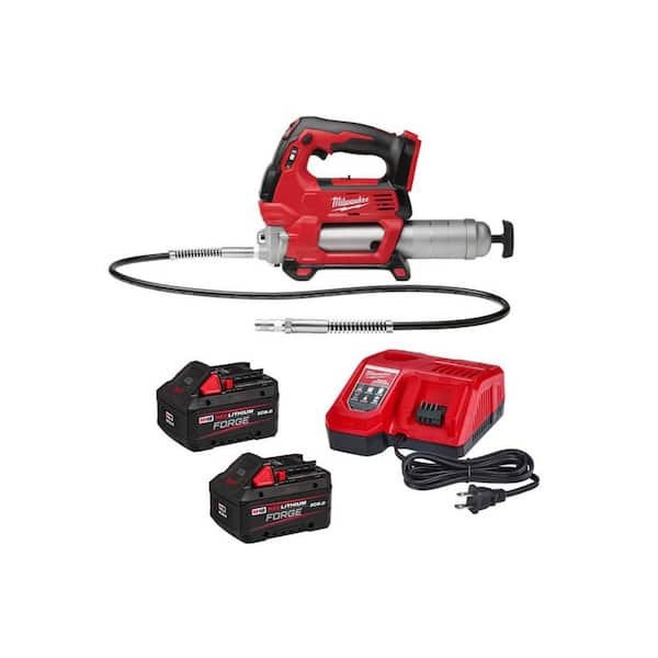 M18 18V Lithium-Ion Cordless Grease Gun 2-Speed w/ (2) FORGE 8.0 Ah Batteries & Charger