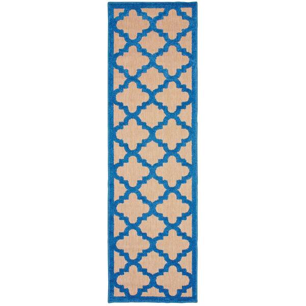 Home Decorators Collection Marina Blue 2 ft. x 8 ft. Outdoor Runner Rug