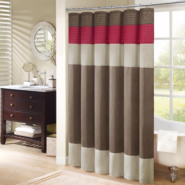 Madison Park Amherst Red 72 in. Faux Silk Shower Curtain