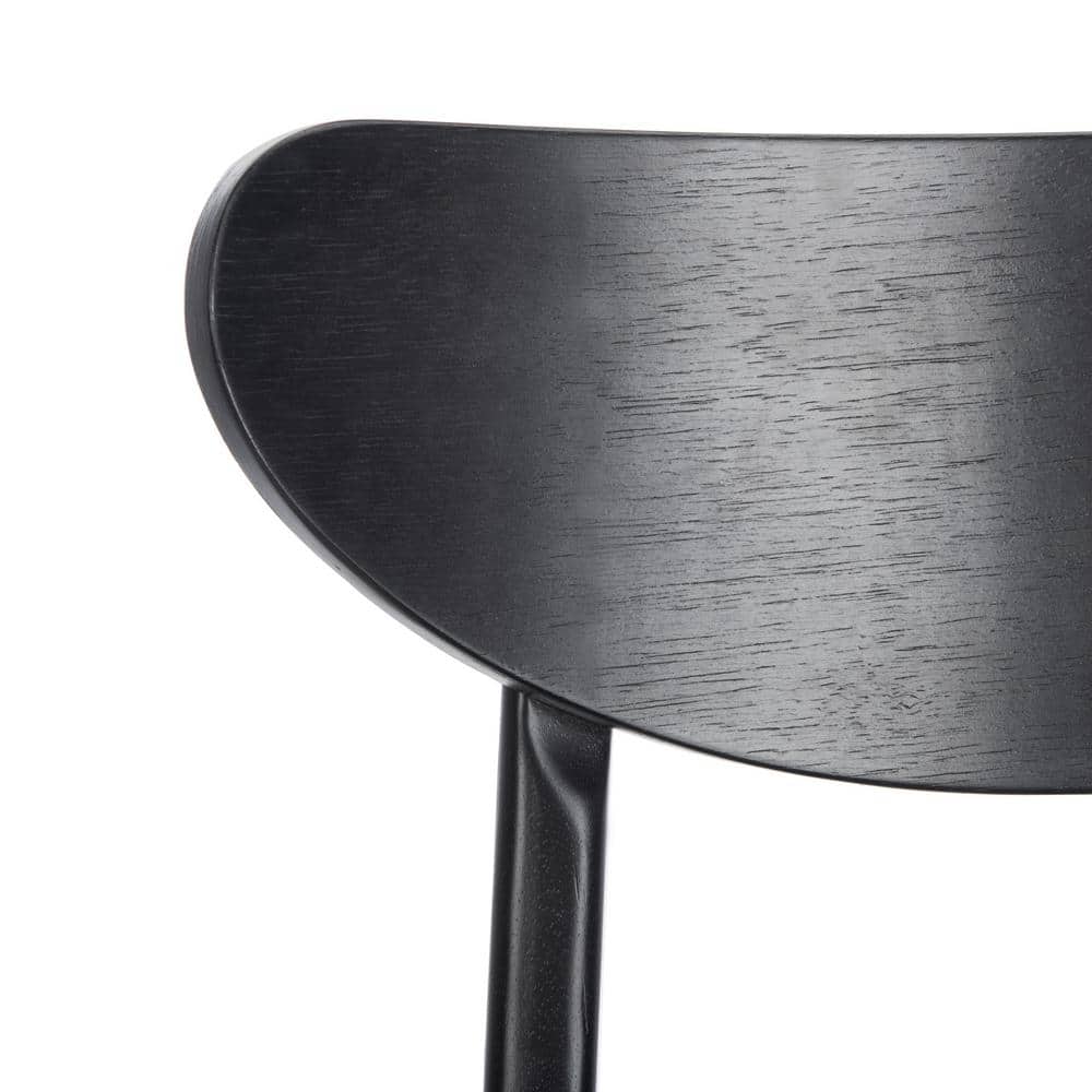 Transitional Black Wood Upholstered Side Chair Set of 2