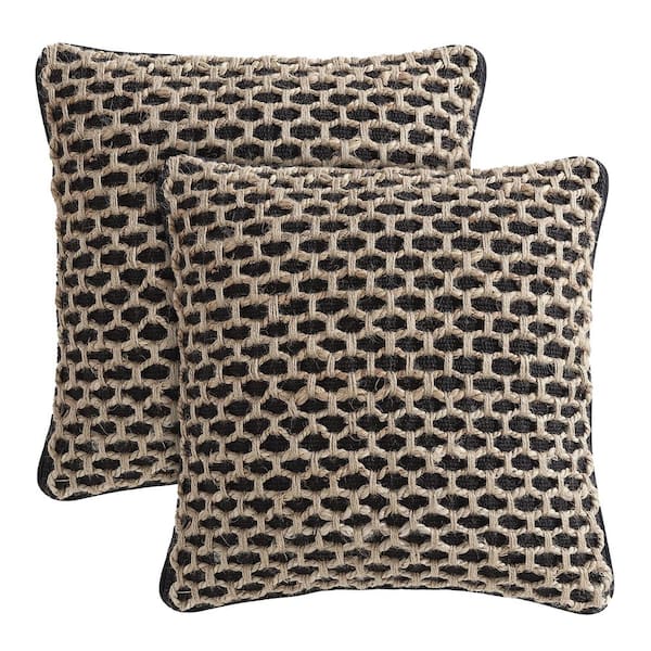 Boho Living Jada Black 18 in. x 18 in. Braided Jute Decorative Throw Pillow Cover