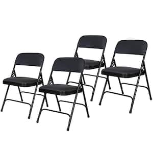 Bernadine Dining Folding Chair with Fabric Seat, Black (Pack of 4)