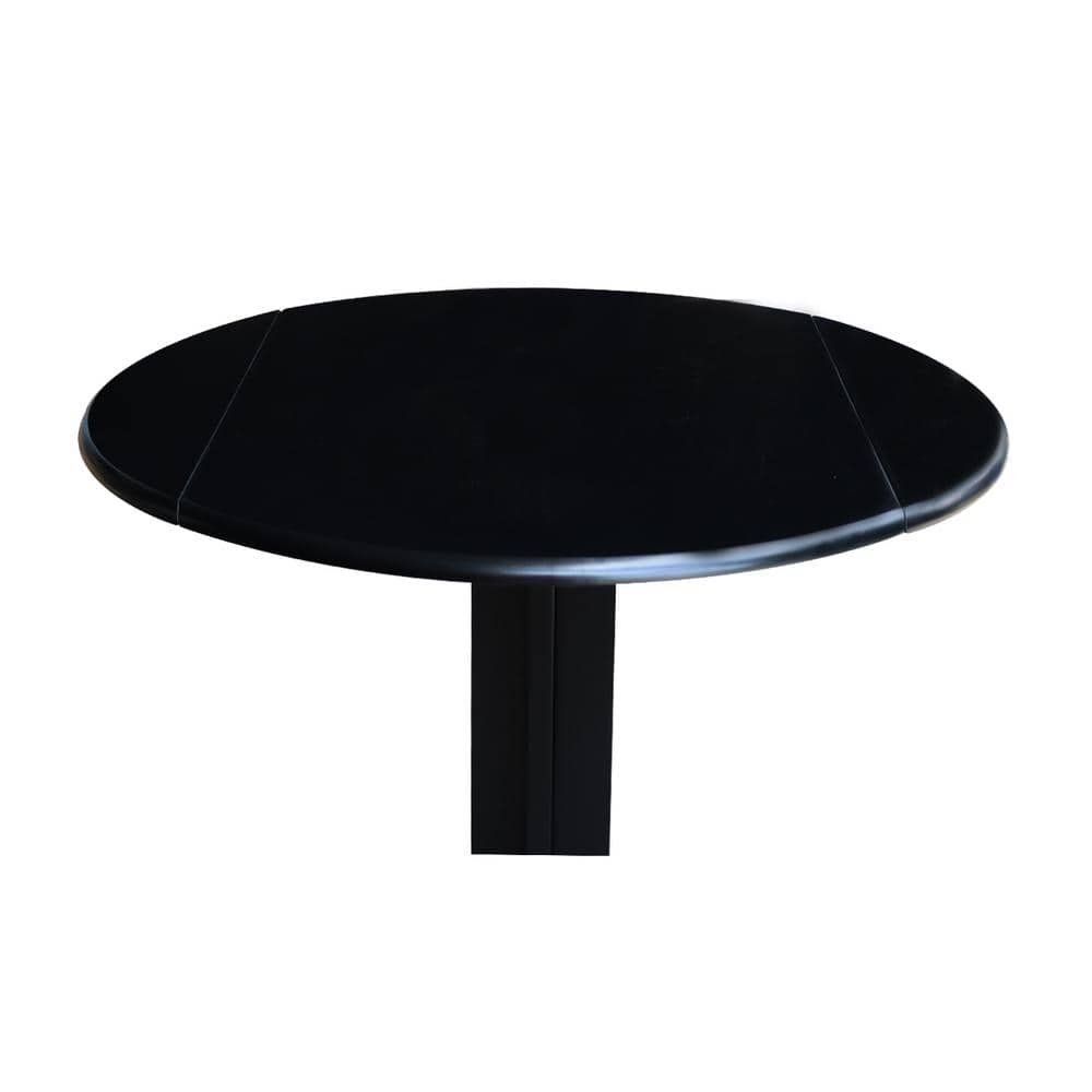 Scandinavian 38" Round Wood Extendable Dining Table in Black