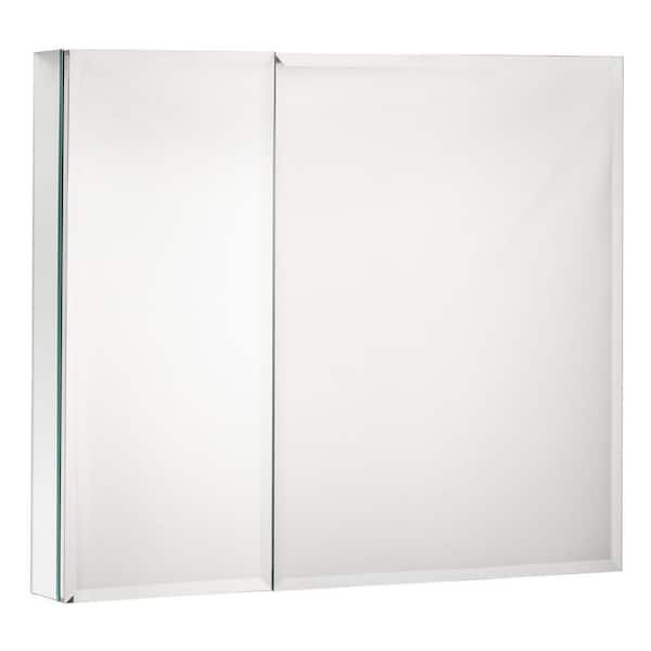 Siavonce 5 in. W x 26 in. H x 30 in. L Silver Frameless Glass Recessed or Surface Mount 2-Door Medicine Cabinet with Mirror