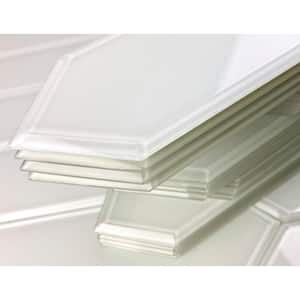 Frosted Elegance Glossy White Beveled Picket 3 in. x 12 in. Glass Peel and Stick Wall Tile (8.82 sq. ft./Case)