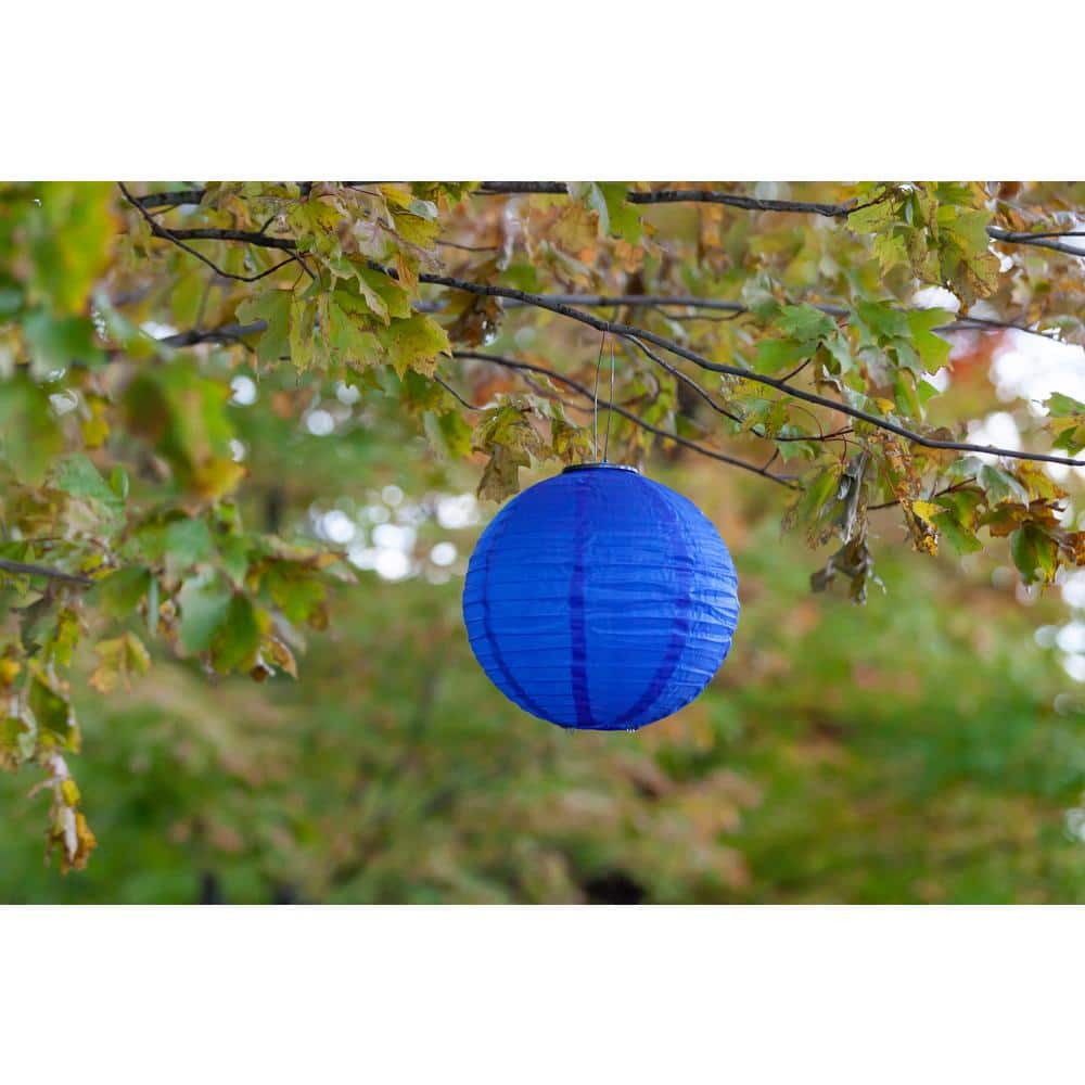 Cerulean Blue 12" Nylon Solar Lantern with LED Light