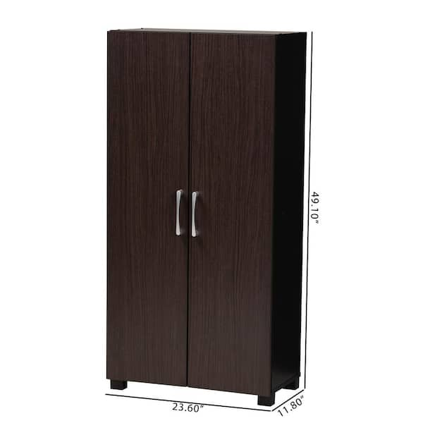 Baxton Studio 49.2 in. H x 23.6 in. W Brown MDF Shoe Storage