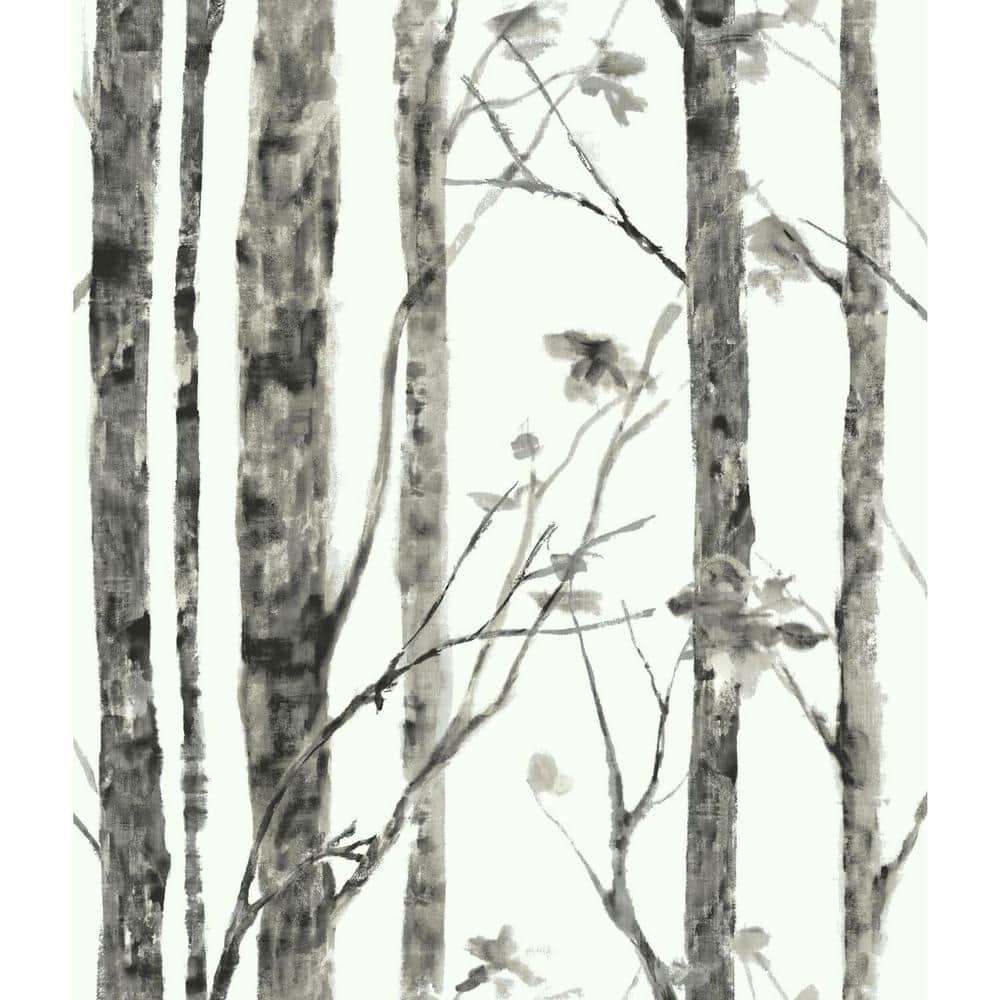 RoomMates White and Grey Birch Trees Peel and Stick Wallpaper