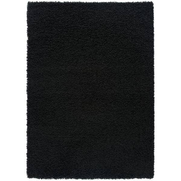 L'Baiet Alora Black Shag 2 ft. x 3 ft. Solid Indoor Scatter Rug